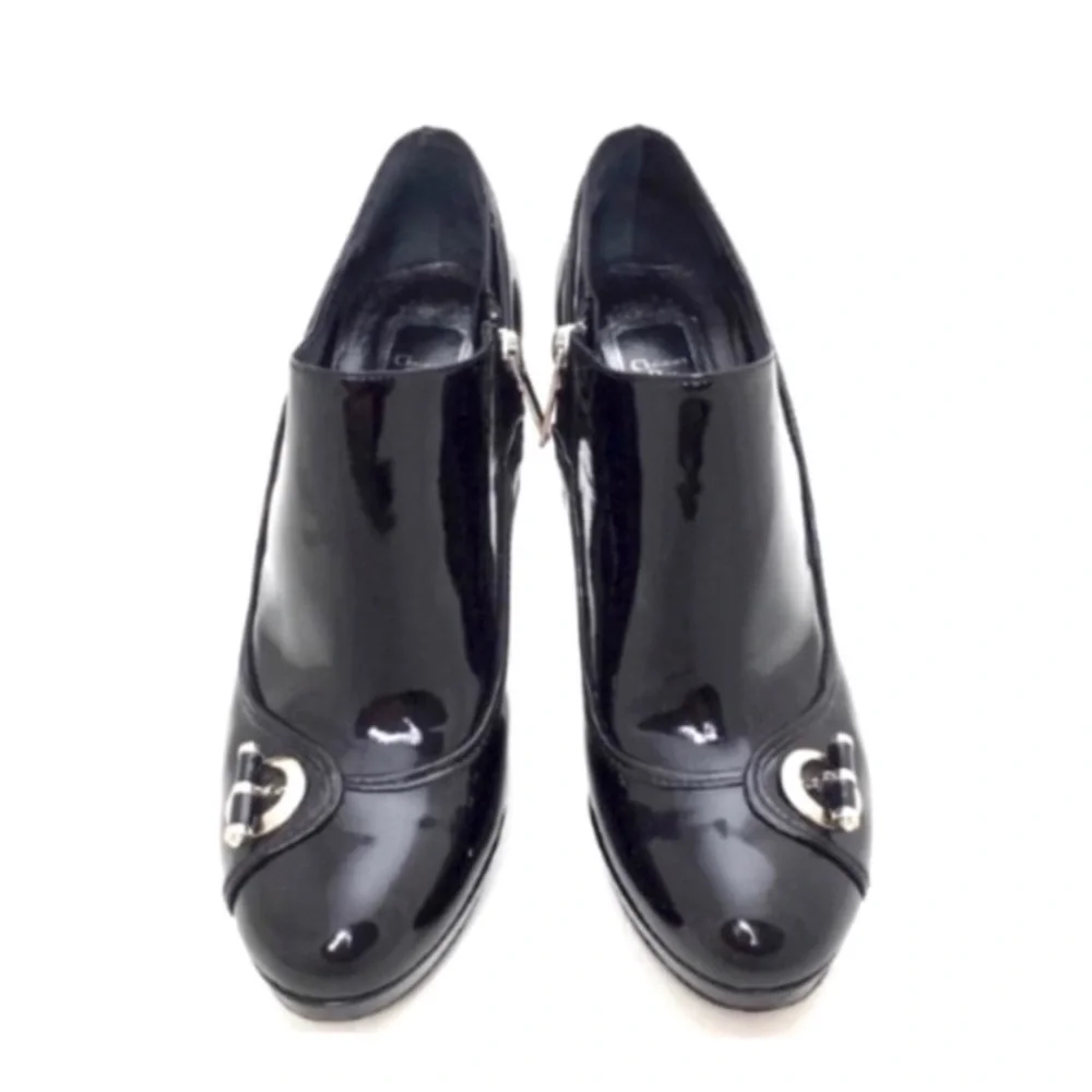 Dior by Christian Dior Ring Details Patent leather Ankle Platform Heel Boot BK - Picture 2 of 9